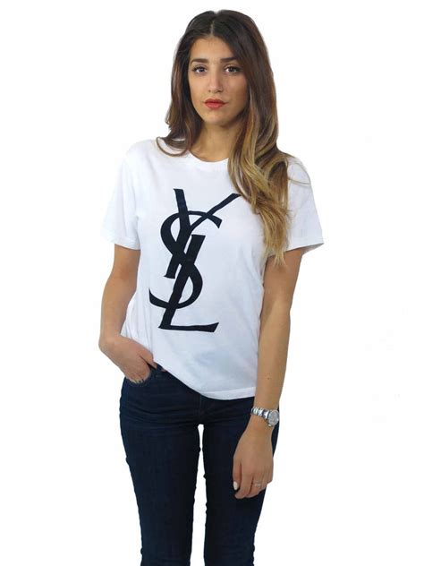 cheap womens ysl logo t shirt|saint laurent t shirt women's.